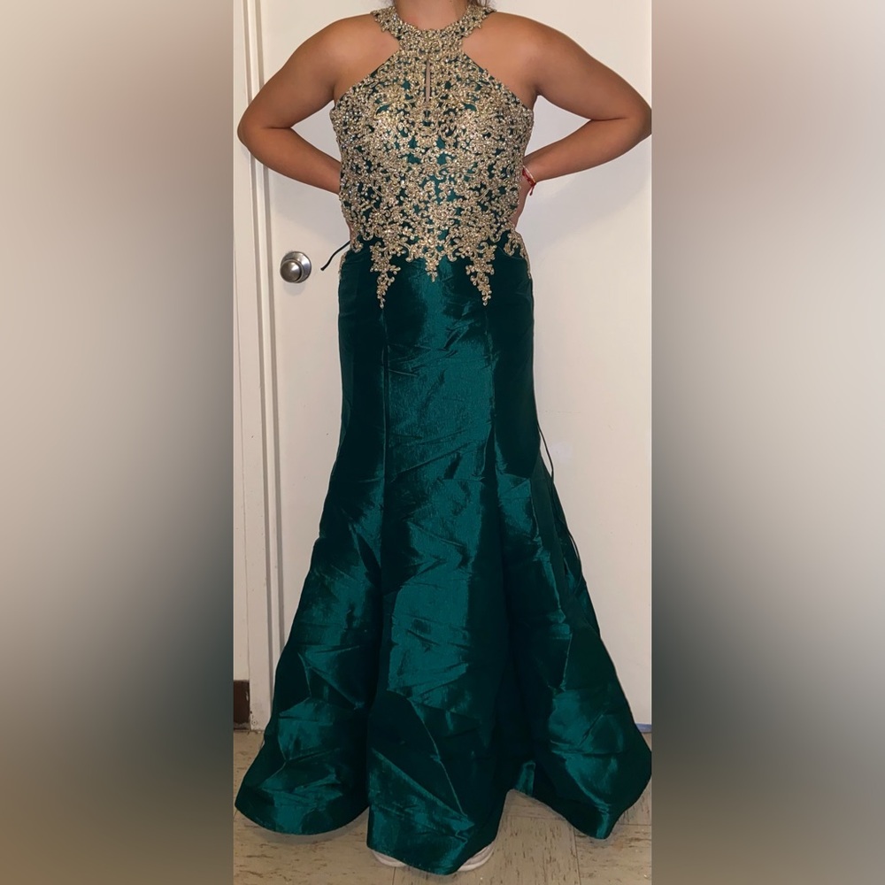 Green and Gold Prom Dress